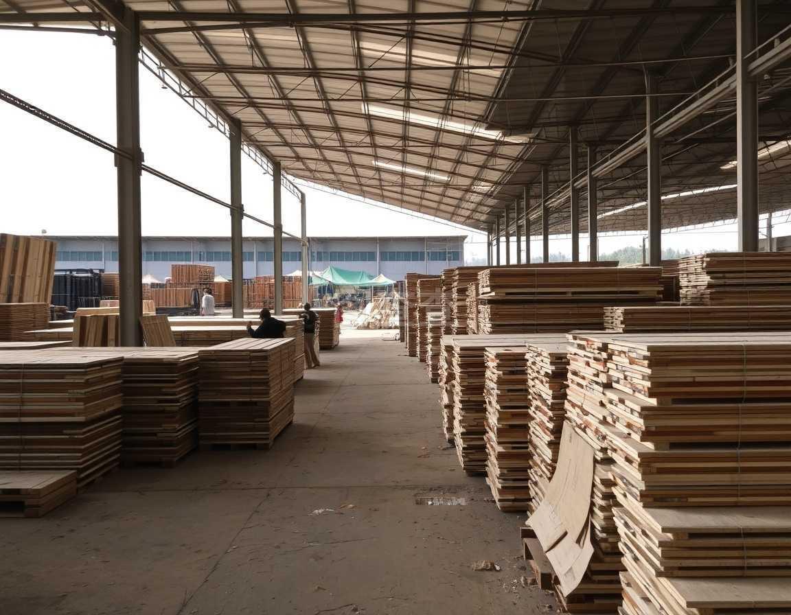 建筑材料與木板堆的和諧共存 樹冠下的智慧存儲